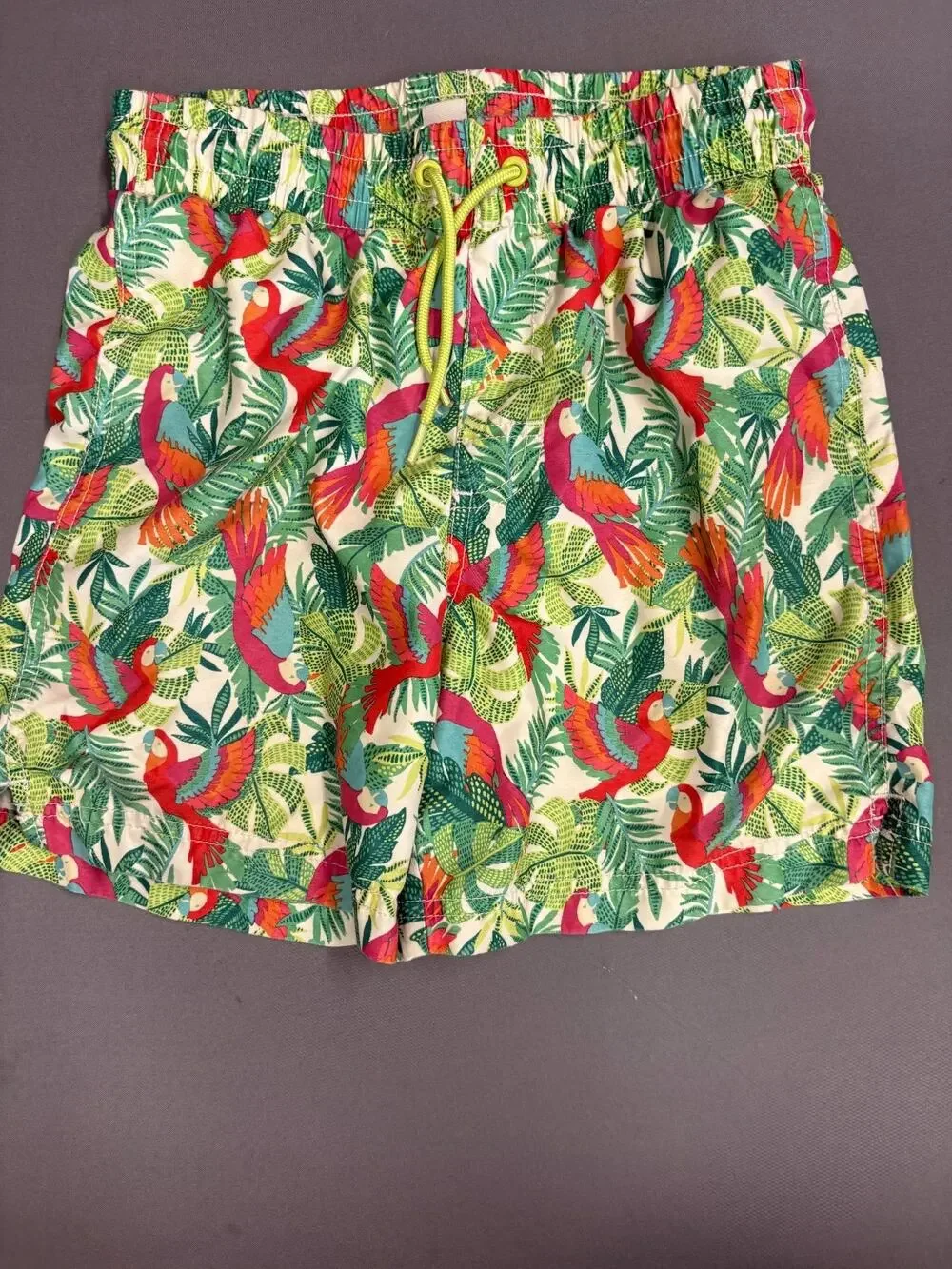 HAWAIIAN Swim Trunks BOYS Youth L 10-12 Parrots Swimming Shorts OLD NAVY